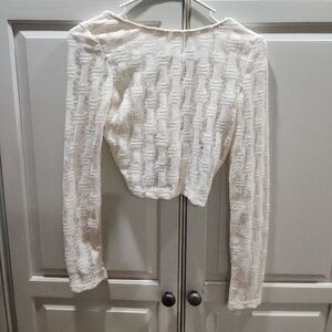 Edikted Cream Textured Crop Top